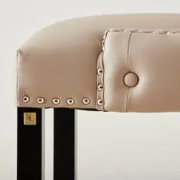 Camille III Beige Vegan Leather Bar Stool