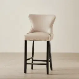 Camille III Beige Vegan Leather Bar Stool