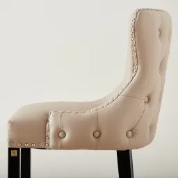 Camille III Beige Vegan Leather Bar Stool