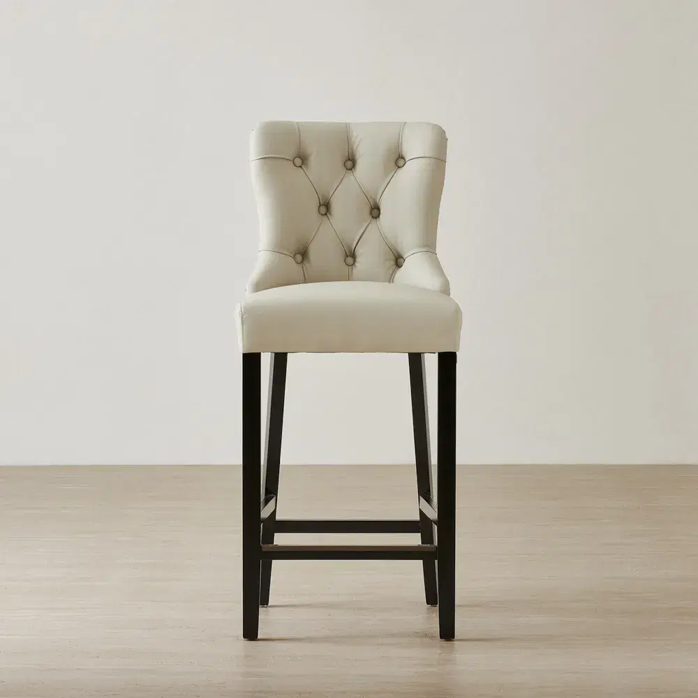 Saxon II Cloud Grey Vegan Leather Bar Stool