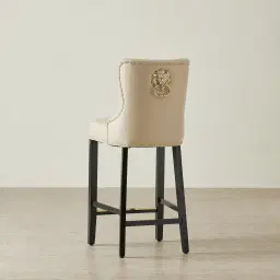 Viktor II Cream Vegan Leather Bar Stool - Gold Lionhead Handle 