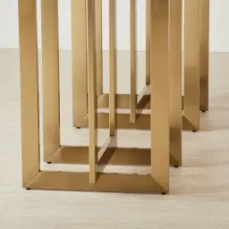 Maia White Sintered Stone Dining Table - Brushed Champagne Gold Stainless Steel Legs 200x100cm