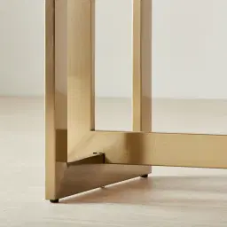 Maia White Sintered Stone Dining Table - Brushed Champagne Gold Stainless Steel Legs 200x100cm