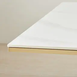 Maia White Sintered Stone Dining Table - Brushed Champagne Gold Stainless Steel Legs 200x100cm