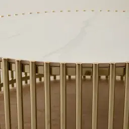 Amaya White Sintered Stone Coffee Table - Champagne Gold Legs