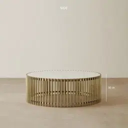 Amaya White Sintered Stone Coffee Table - Champagne Gold Legs