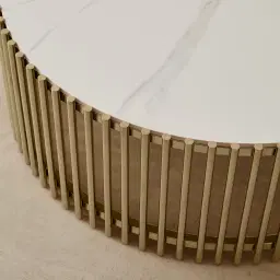 Amaya White Sintered Stone Coffee Table - Champagne Gold Legs