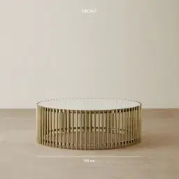 Amaya White Sintered Stone Coffee Table - Champagne Gold Legs