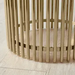 Amaya White Sintered Stone Side Table - Champagne Gold Legs