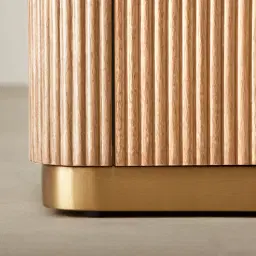 San Pierre Light Brown Ash Veneer Entertainment Unit with Travertine Finish Sintered Stone Top