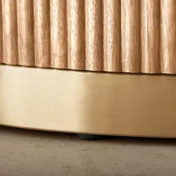 San Pierre Light Brown Ash Veneer Side Table with Travertine Finish Sintered Stone Top