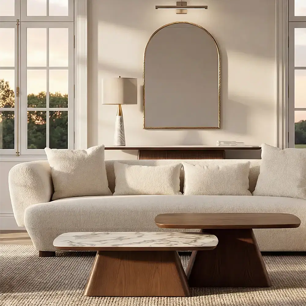 Antonella Stone Cream 3-Seater Woven Fabric Sofa