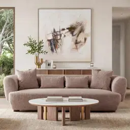 Antonella Vintage Mustard 3-Seater Woven Fabric Sofa