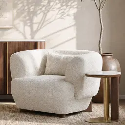 Antonella Stone Cream Woven Fabric Occasional Chair