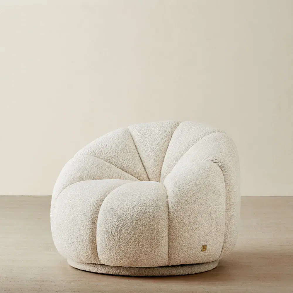 Phylis III Stone Cream Woven Fabric Swivel Occasional Chair