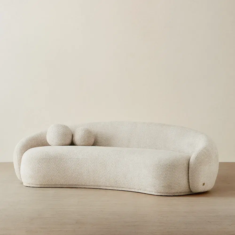 Elianna Stone Cream 3-Seater Woven Fabric Sofa