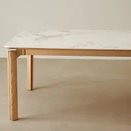 Portobello Pandora Brown Sintered Stone Top Dining Table - Light Brown Ash Legs 240x120cm