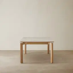 Portobello Pandora Brown Sintered Stone Top Dining Table - Light Brown Ash Legs 240x120cm