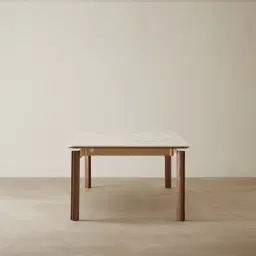 Portobello Pandora Brown Sintered Stone Top Dining Table - Toffee Brown Ash Legs 200x100cm