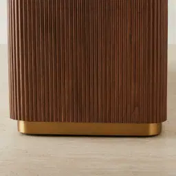 San Pierre Walnut Veneer Dresser with Travertine Finish Sintered Stone Top