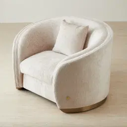 Hyacinth II Powder White Chenille Fabric Occasional Chair