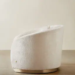 Hyacinth II Powder White Chenille Fabric Occasional Chair