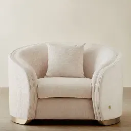 Hyacinth II Powder White Chenille Fabric Occasional Chair