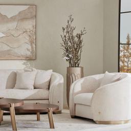 Hyacinth II Powder White Chenille Fabric Occasional Chair