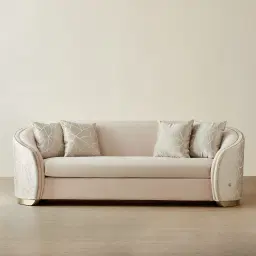 Hyacinth II Cream Velvet 3-Seater Sofa