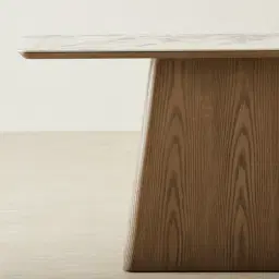 Dunstan Medium Brown Veneer Console Table with Calacatta Viola Sintered Stone Top