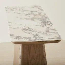 Dunstan Medium Brown Veneer Console Table with Calacatta Viola Sintered Stone Top