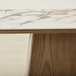 Dunstan Medium Brown Veneer Console Table with Calacatta Viola Sintered Stone Top