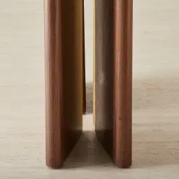 Sir Lionell Gliding White Sintered Stone Console Table - Walnut Brown Wooden Legs