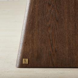 Dunstan Amber Brown Veneer Side Table with Calcatta Viola Sintered Stone Top