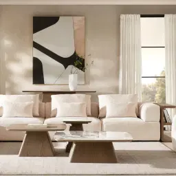 Dunstan Amber Brown Veneer Side Table with Calcatta Viola Sintered Stone Top