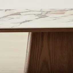 Dunstan Amber Brown Veneer Console Table with Calacatta Viola Sintered Stone Top