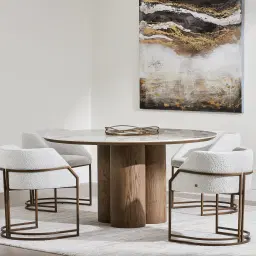 Terzetto Pandora Brown Sintered Stone Round Dining Table - Medium Brown Wooden Legs