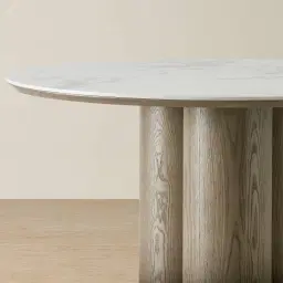 Terzetto Pandora Brown Sintered Stone Round Dining Table - Medium Brown Wooden Legs