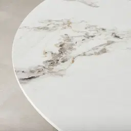 Terzetto Pandora Brown Sintered Stone Round Dining Table - Medium Brown Wooden Legs