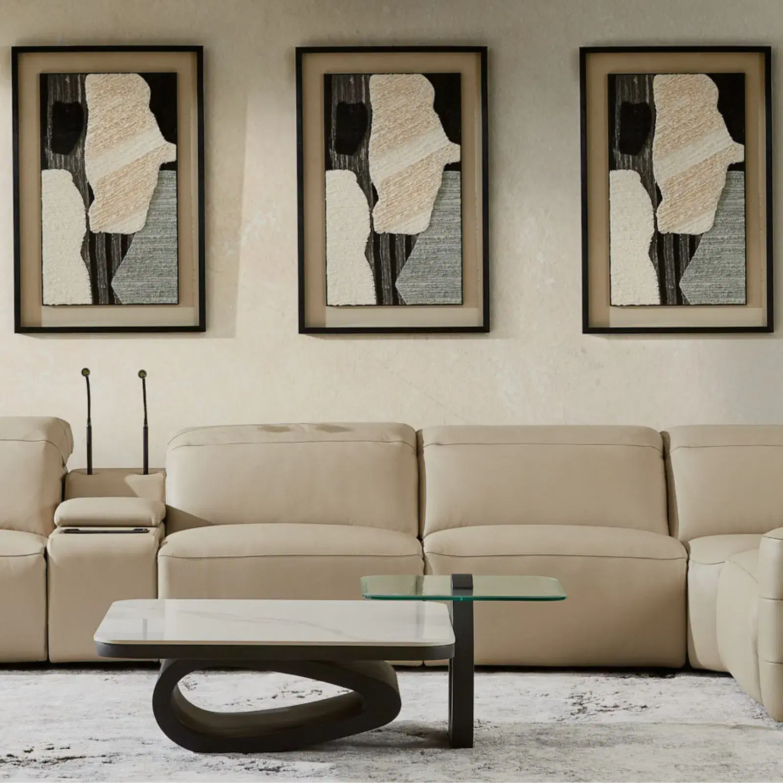 Aspen White Sintered Stone Coffee Table - Matte Black Legs