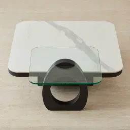 Aspen White Sintered Stone Coffee Table - Matte Black Legs