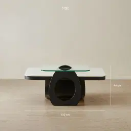 Aspen White Sintered Stone Coffee Table - Matte Black Legs