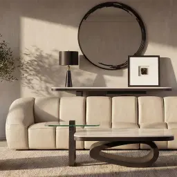 Aspen White Sintered Stone Coffee Table - Matte Black Legs