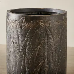 Maliyah Black and Gold Fibre Clay Tall Planter - Set of 2