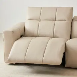 Kensley Almond Cream Leather 2-Seater Dual Electric Recliner