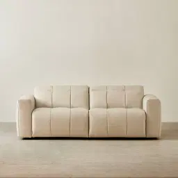 Kensley Almond Cream Leather 2-Seater Dual Electric Recliner