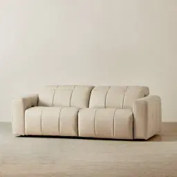 Kensley Almond Cream Leather 2-Seater Dual Electric Recliner