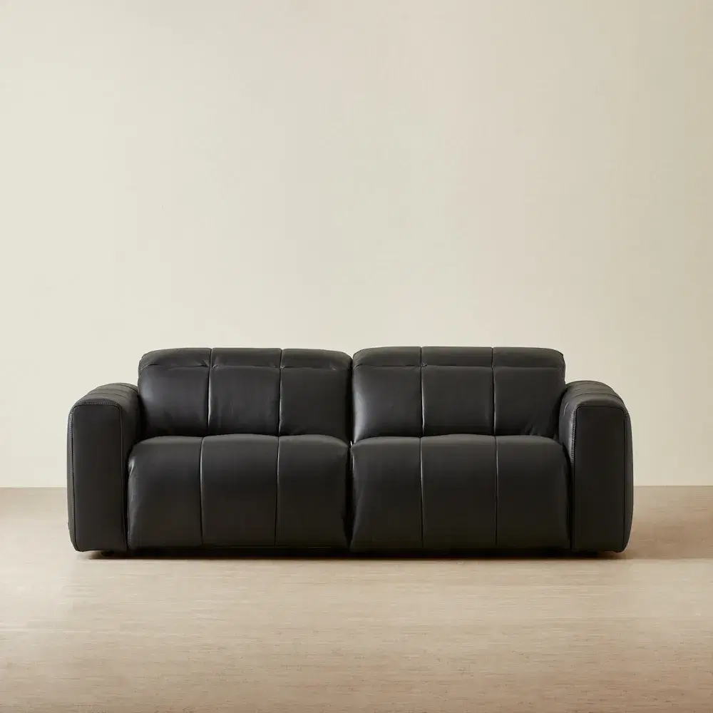 Kensley Black Leather 2-Seater Dual Electric Recliner