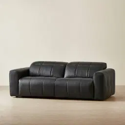 Kensley Black Leather 2-Seater Dual Electric Recliner