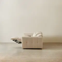 Kensley Almond Cream Leather 3-Seater Dual Electric Recliner